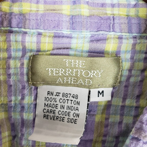 The Territory Ahead Plaid Textured Blouse Women's Medium Multicolor 3/4 Sleeve - Picture 2 of 11
